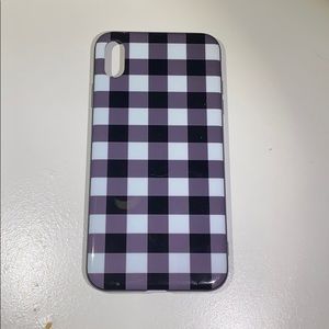 plaid black and white phone case